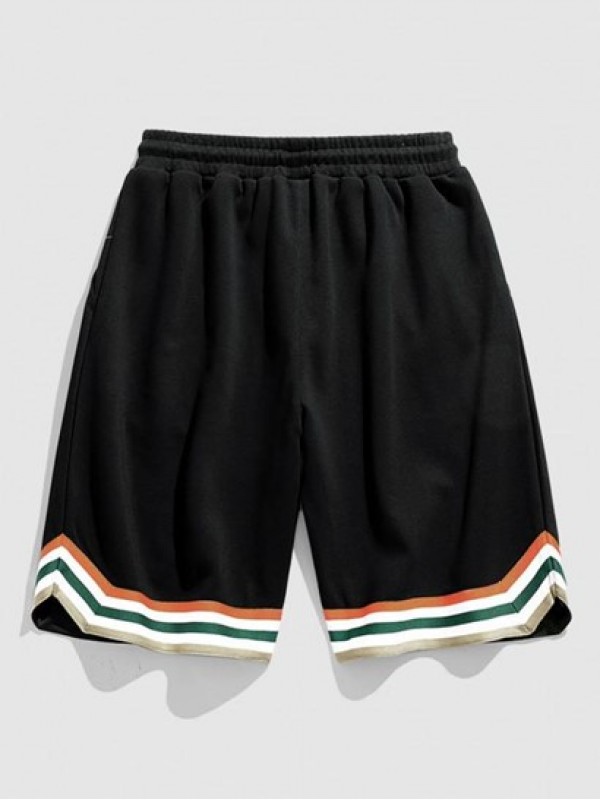 Rainbow Drawstring Striped Semi-sheer Shorts Rainbow Drawstring Striped Semi-sheer Shorts