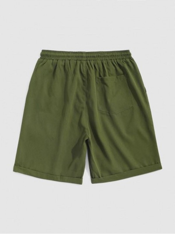 Solid Color Multi-Pocket Drawstring Casual Shorts Solid Color Multi-Pocket Drawstring Casual Shorts