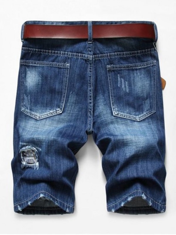 Patchworks Ripped Decoration Denim Shorts Patchworks Ripped Decoration Denim Shorts