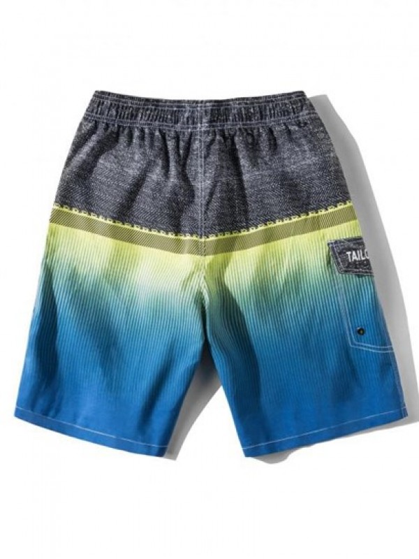 Ombre Stripe Print Letter Patch Drawstring Casual Shorts Ombre Stripe Print Letter Patch Drawstring Casual Shorts