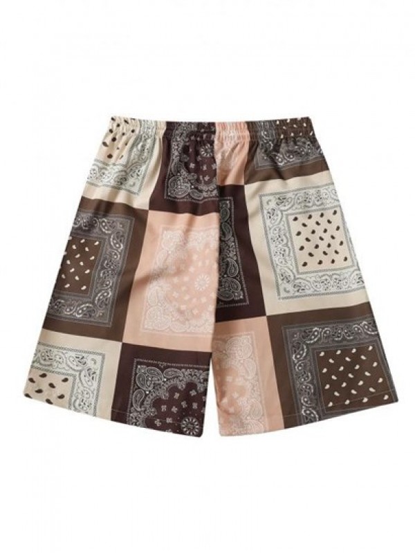 Scarf Print Drawstring Casual Beach Shorts Scarf Print Drawstring Casual Beach Shorts