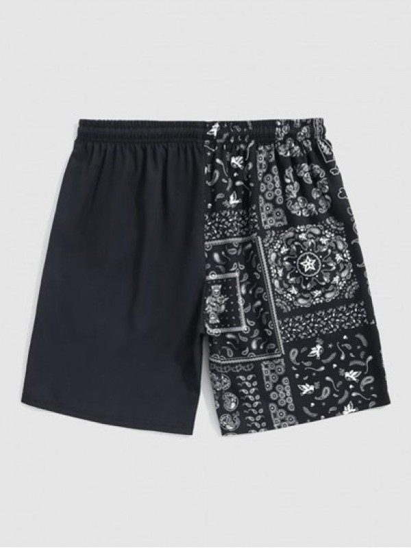 Japanese And Paisley Pattern Drawstring Beach Shorts Japanese And Paisley Pattern Drawstring Beach Shorts