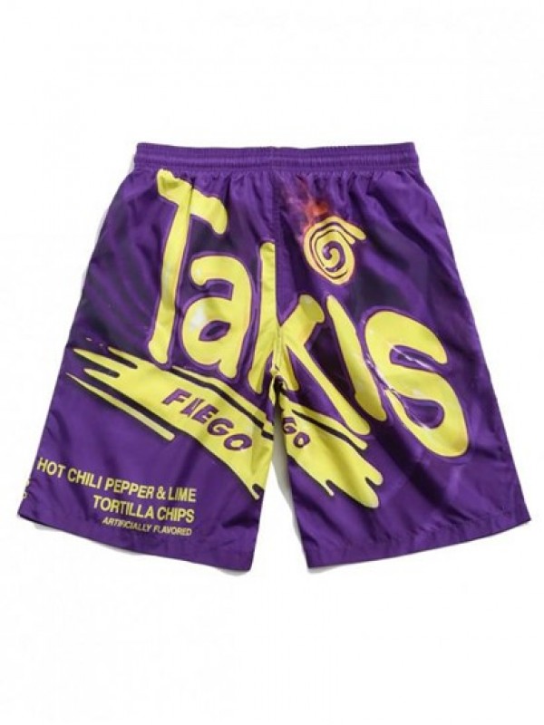 Letter Graphic Print Drawstring Beach Shorts Letter Graphic Print Drawstring Beach Shorts