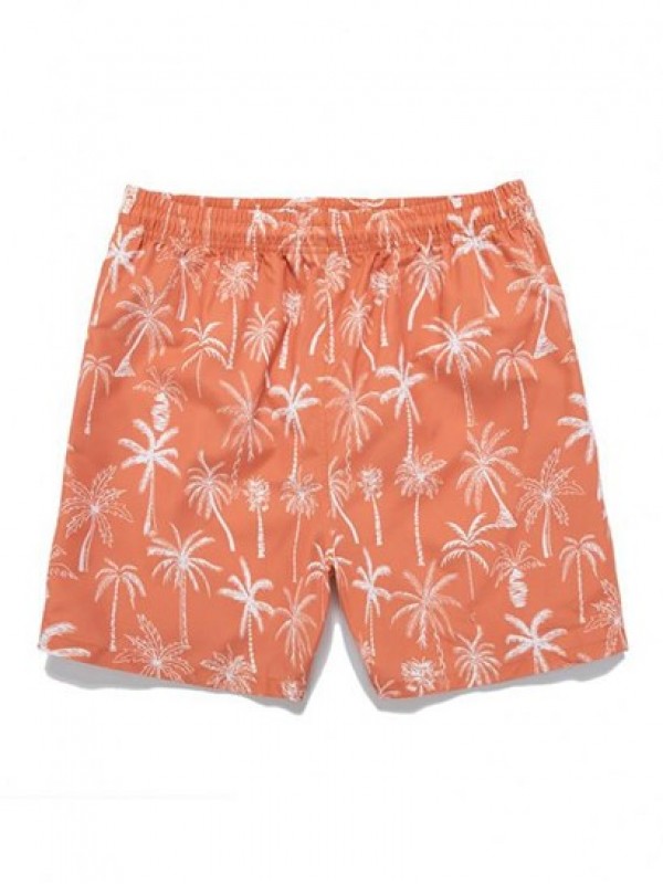 Drawstring Pockets Coconut Palm Tree Hawaiian Vacation Beach Shorts