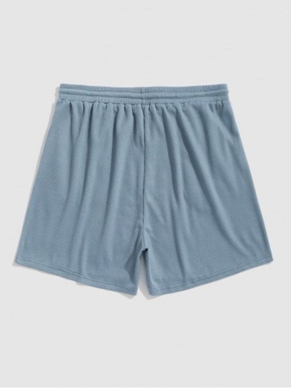 Textured Drawstring Solid Color Causal Shorts Textured Drawstring Solid Color Causal Shorts