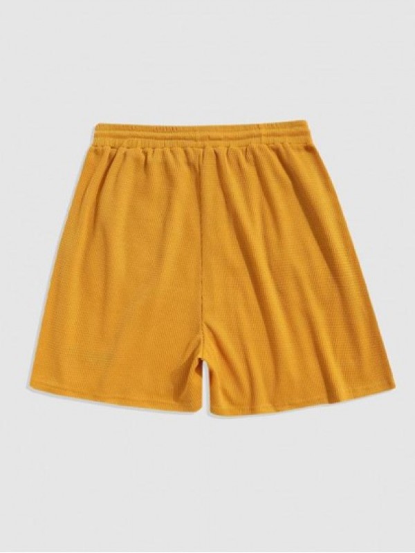 PARIS Embroidery Solid Color Drawstring Shorts PARIS Embroidery Solid Color Drawstring Shorts