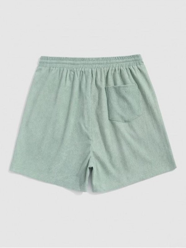 Solid Color Drawstring Corduroy Shorts Solid Color Drawstring Corduroy Shorts