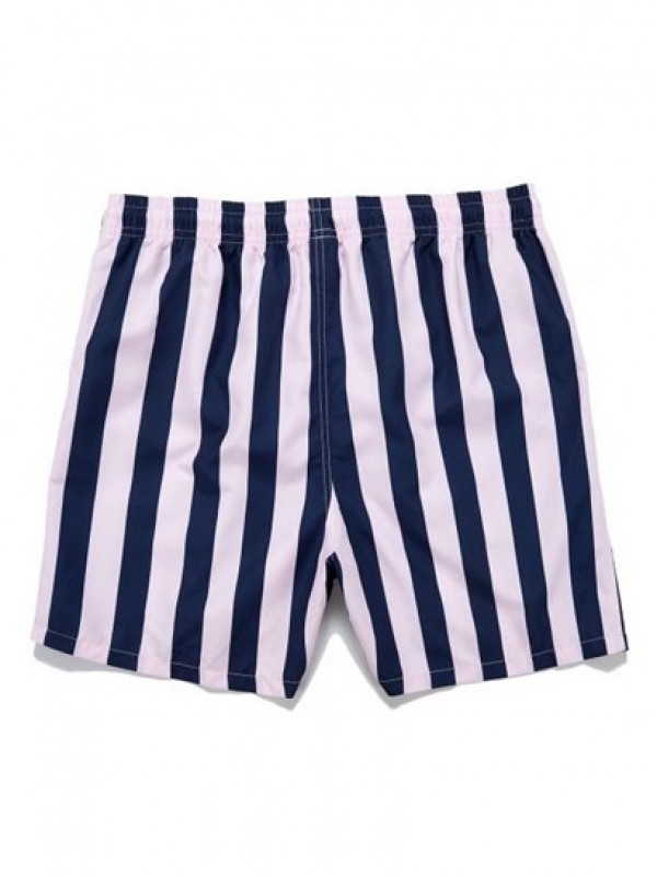 Striped Colorblock Drawstring Pocket Beach Shorts Striped Colorblock Drawstring Pocket Beach Shorts