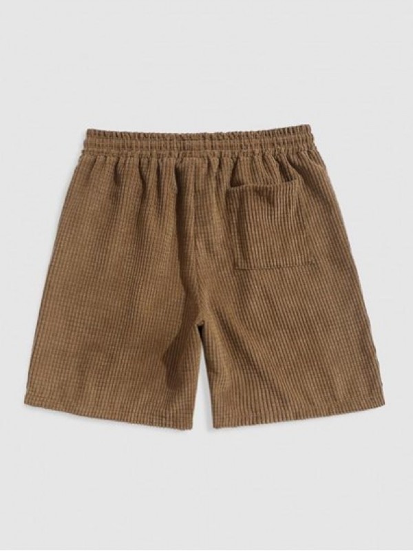 Pure Color Drawstring Corduroy Shorts Pure Color Drawstring Corduroy Shorts