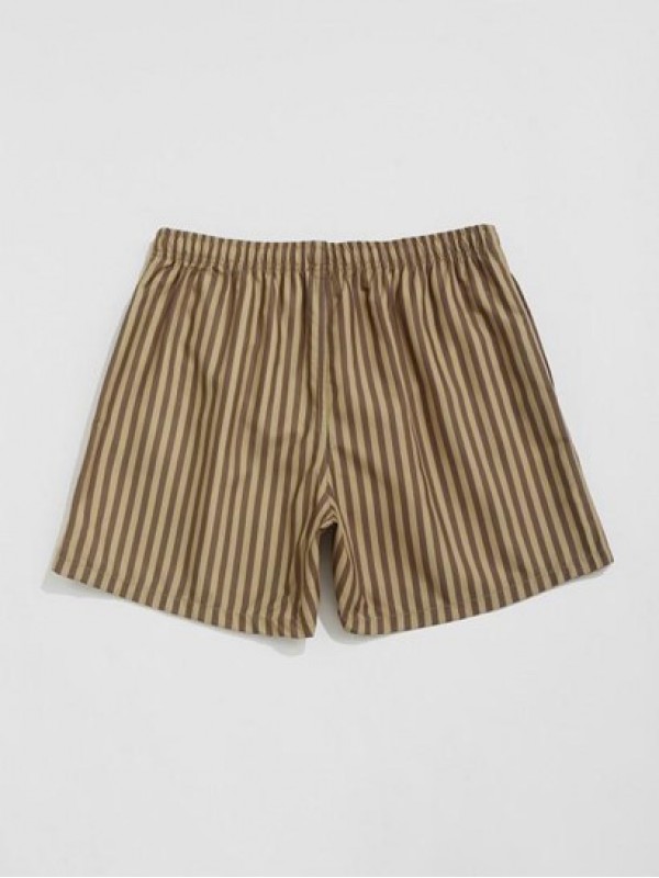 Striped Casual Drawstring Beach Shorts Striped Casual Drawstring Beach Shorts