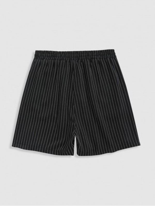 Striped Pattern Drawstring Casual Shorts Striped Pattern Drawstring Casual Shorts