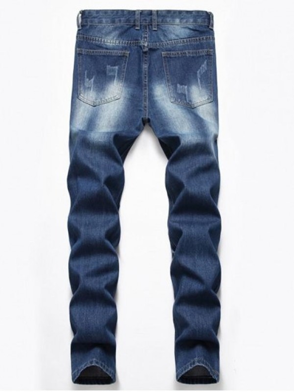 Ripped Destroyed Design Button Fly Jeans Ripped Destroyed Design Button Fly Jeans