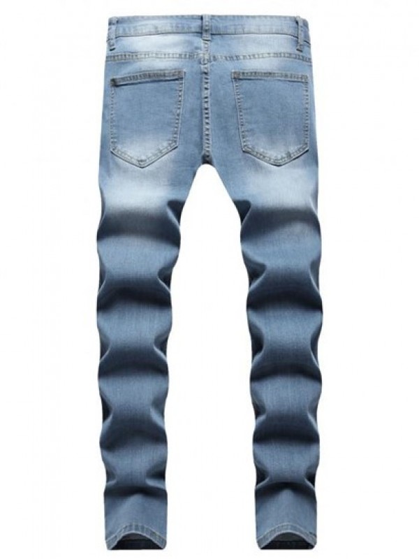 Ripped Patch Zipper Casual Jeans Ripped Patch Zipper Casual Jeans