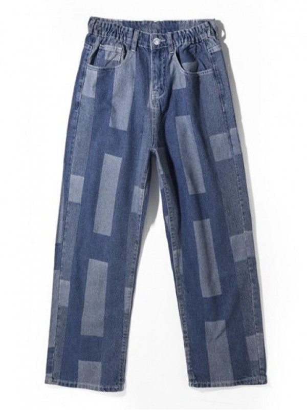 Y2K Aesthetic Geometric Print Straight Leg Jeans Y2K Aesthetic Geometric Print Straight Leg Jeans