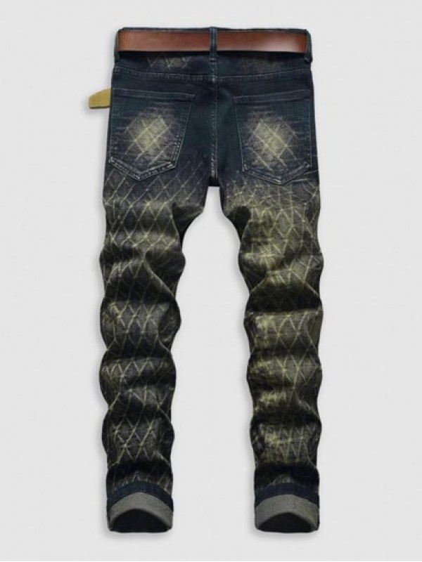 Rhombus Pattern Retro Pockets Jeans Rhombus Pattern Retro Pockets Jeans