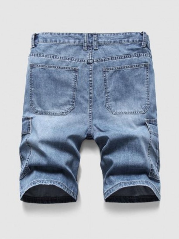 Multi Pocket Label Design Denim Shorts Multi Pocket Label Design Denim Shorts