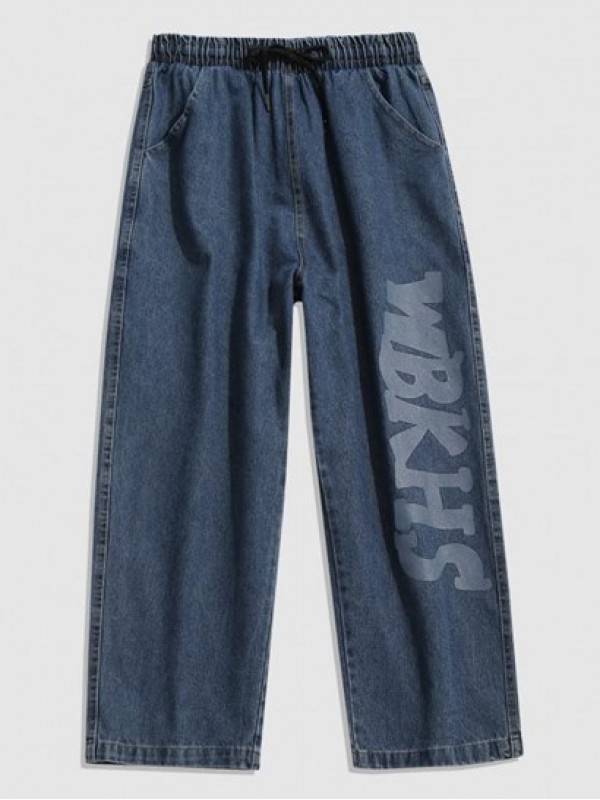 Letter Wide Leg Baggy Jeans Letter Wide Leg Baggy Jeans