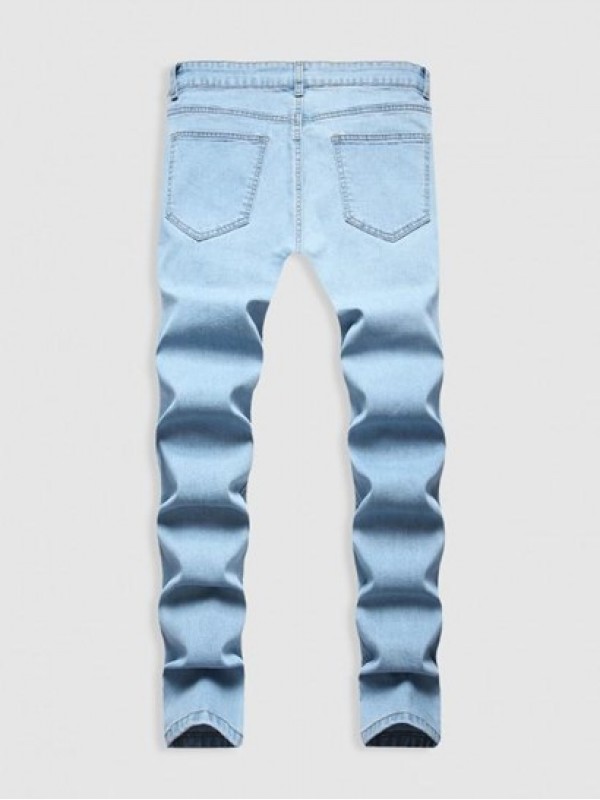 Light Wash Ripped Detail Casual Jeans Light Wash Ripped Detail Casual Jeans