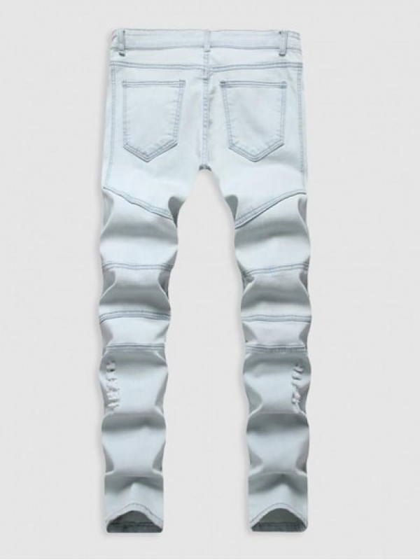 Ripped Zipper Pockets Casual Jeans Ripped Zipper Pockets Casual Jeans