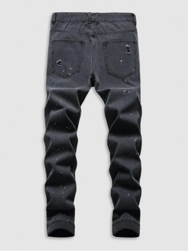 Ripped Denim Zipper Button Jeans Ripped Denim Zipper Button Jeans