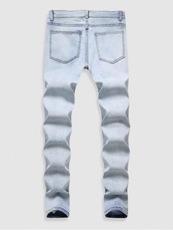 Casual Ripped Frayed Tapered Jeans