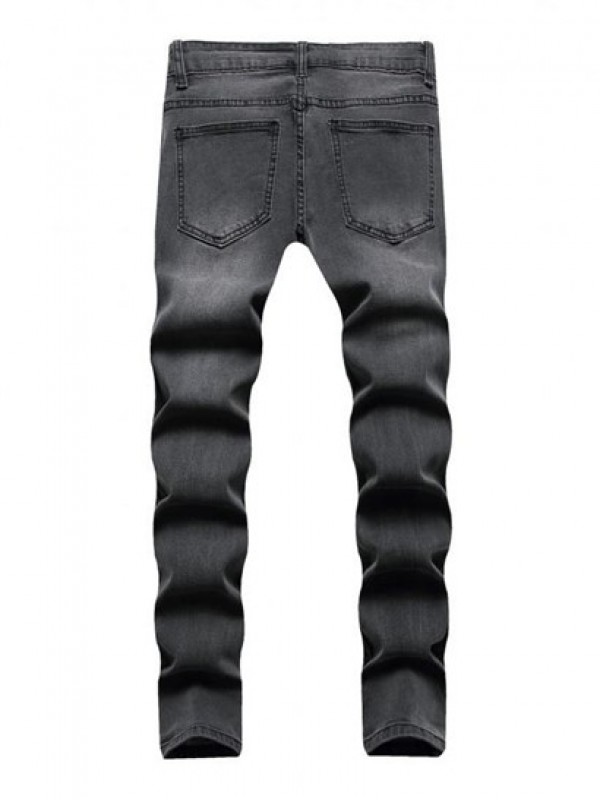 Ripped Patch Pocket Zipper Casual Jeans Ripped Patch Pocket Zipper Casual Jeans