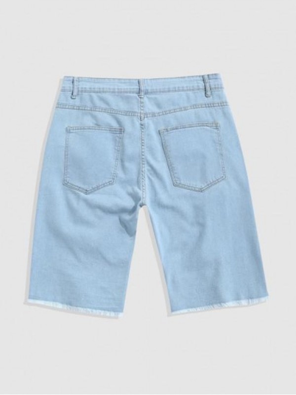 Frayed Hem Ripped Denim Shorts Frayed Hem Ripped Denim Shorts