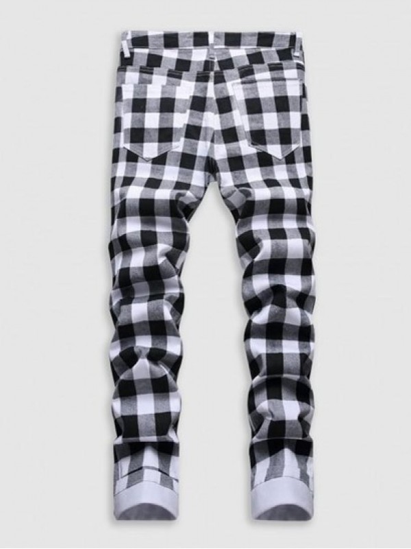 Plaid Straight Jeans Plaid Straight Jeans