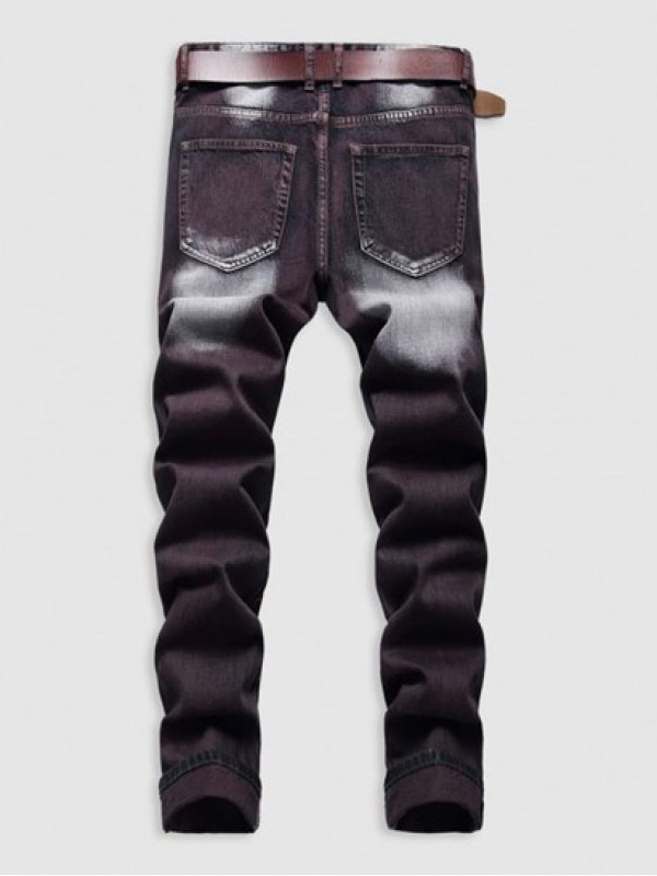 Vintage Ripped Button Zipper Fly Pockets Jeans Vintage Ripped Button Zipper Fly Pockets Jeans