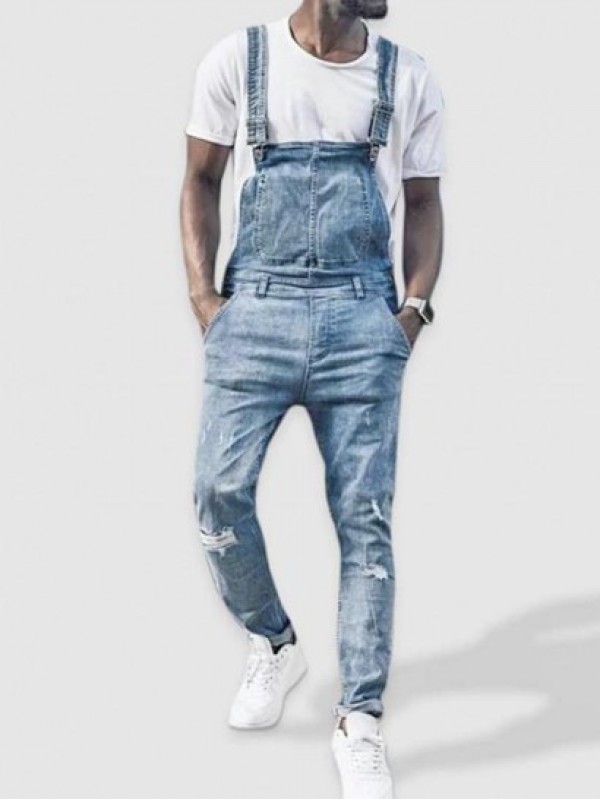 Frayed Ripped Inside Pocket Design Jean Jumpsuits Frayed Ripped Inside Pocket Design Jean Jumpsuits