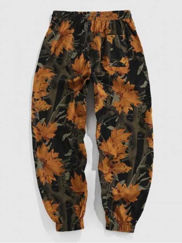 Maple Leaves Print Casual Pants Maple Leaves Print Casual Pants