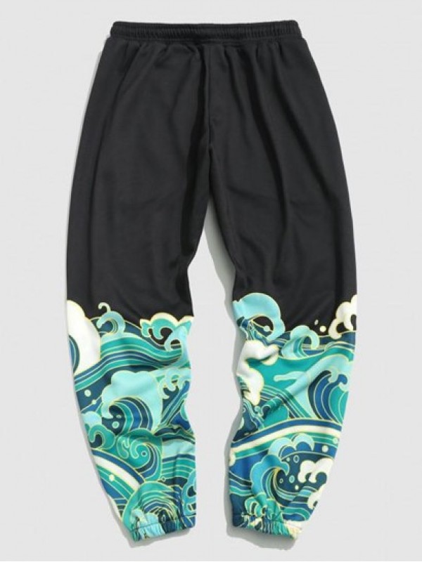 Sea Waves Print Jogger Sweatpants Sea Waves Print Jogger Sweatpants