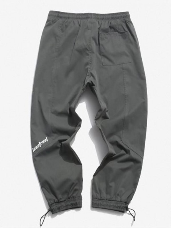 Letters Print Toggle Drawstring Cropped Casual Pants Letters Print Toggle Drawstring Cropped Casual Pants