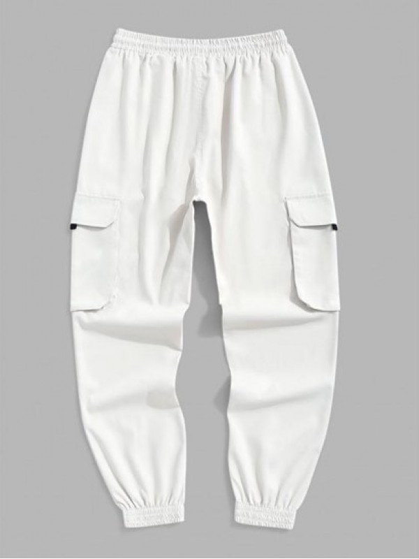 Multi Pockets Solid Color Drawstring Jogger Cargo Pants Multi Pockets Solid Color Drawstring Jogger Cargo Pants