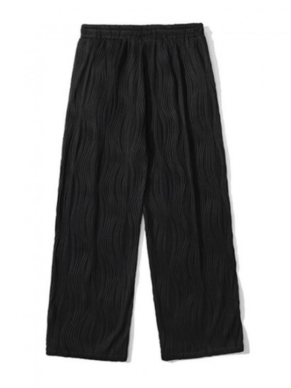 Solid Color Wave Textured Casual Pants Solid Color Wave Textured Casual Pants