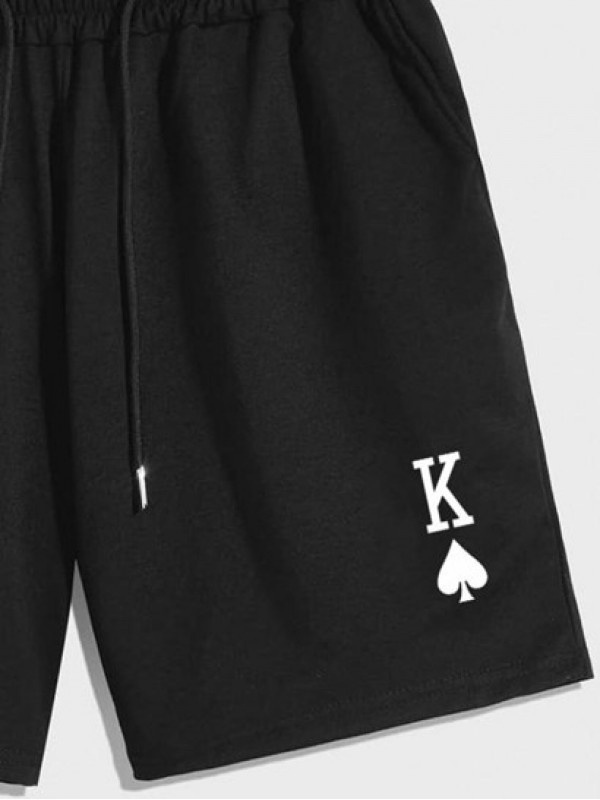 Playing Card Pattern Drawstring Streetwear Sports Shorts Playing Card Pattern Drawstring Streetwear Sports Shorts