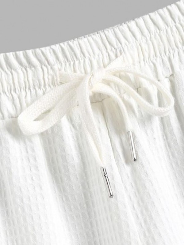 Solid Color Pocket Drawstring Casual Shorts Solid Color Pocket Drawstring Casual Shorts