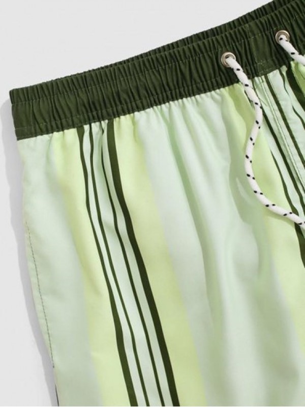 Striped Print Drawstring Vacation Shorts Striped Print Drawstring Vacation Shorts