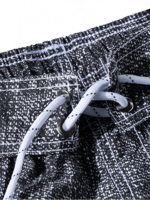Ombre Stripe Print Letter Patch Drawstring Casual Shorts Ombre Stripe Print Letter Patch Drawstring Casual Shorts