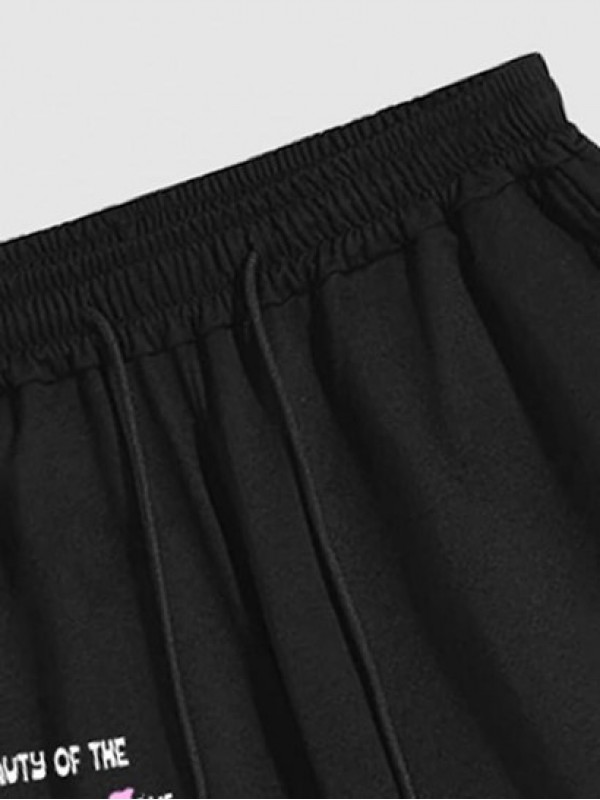 Slogan Smile Face Graphic Cotton Shorts Slogan Smile Face Graphic Cotton Shorts