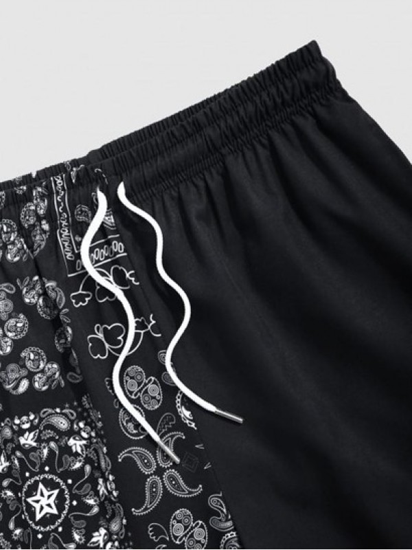 Japanese And Paisley Pattern Drawstring Beach Shorts Japanese And Paisley Pattern Drawstring Beach Shorts