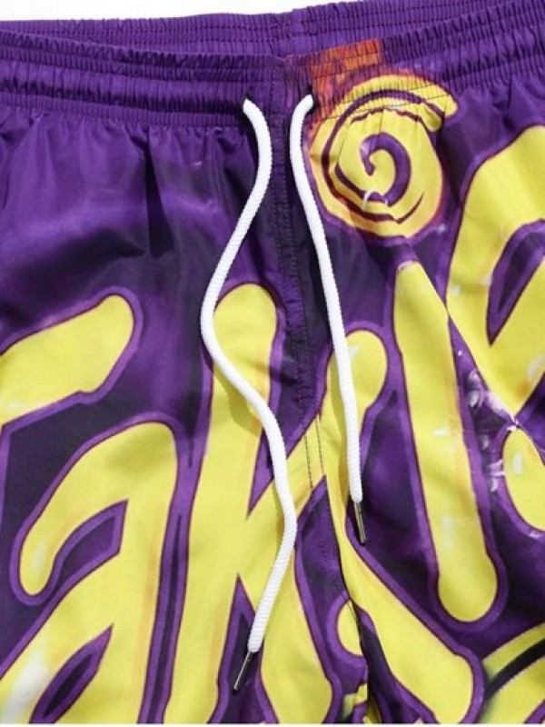 Letter Graphic Print Drawstring Beach Shorts Letter Graphic Print Drawstring Beach Shorts