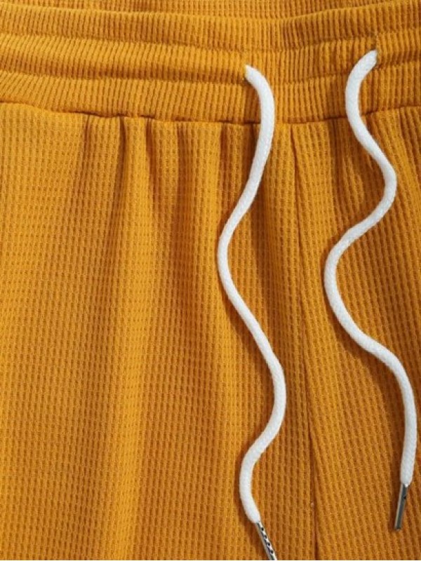 PARIS Embroidery Solid Color Drawstring Shorts PARIS Embroidery Solid Color Drawstring Shorts
