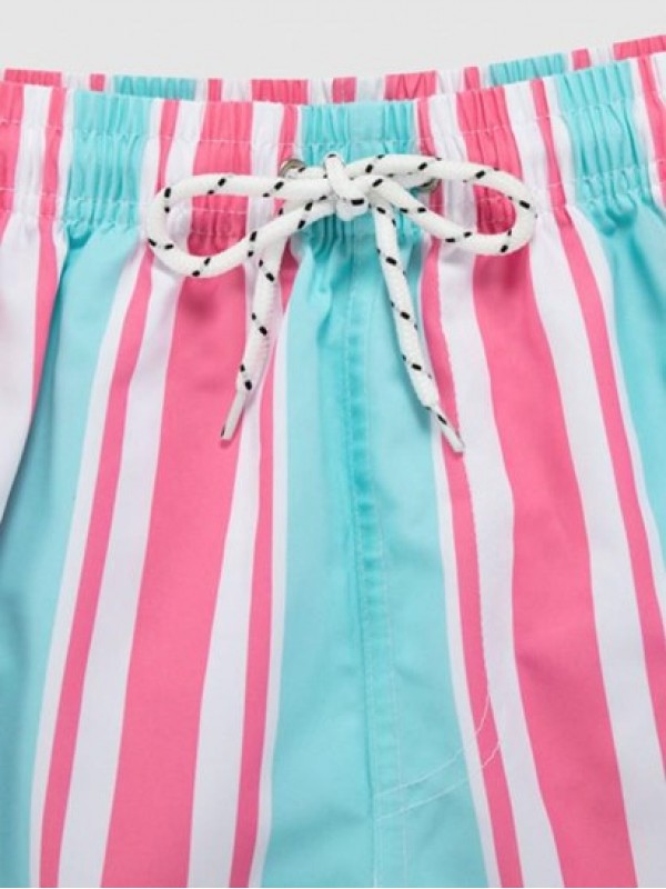 Striped Pocket Drawstring Beach Shorts Striped Pocket Drawstring Beach Shorts