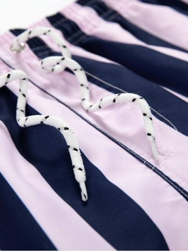 Striped Colorblock Drawstring Pocket Beach Shorts Striped Colorblock Drawstring Pocket Beach Shorts