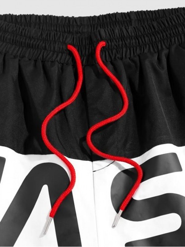 Streetwear Letter Print Colorblock Shorts Streetwear Letter Print Colorblock Shorts