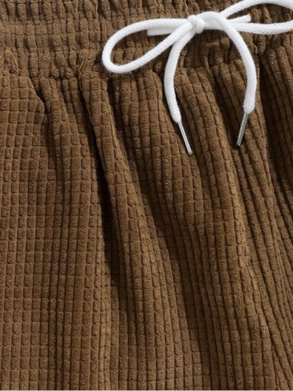 Pure Color Drawstring Corduroy Shorts Pure Color Drawstring Corduroy Shorts