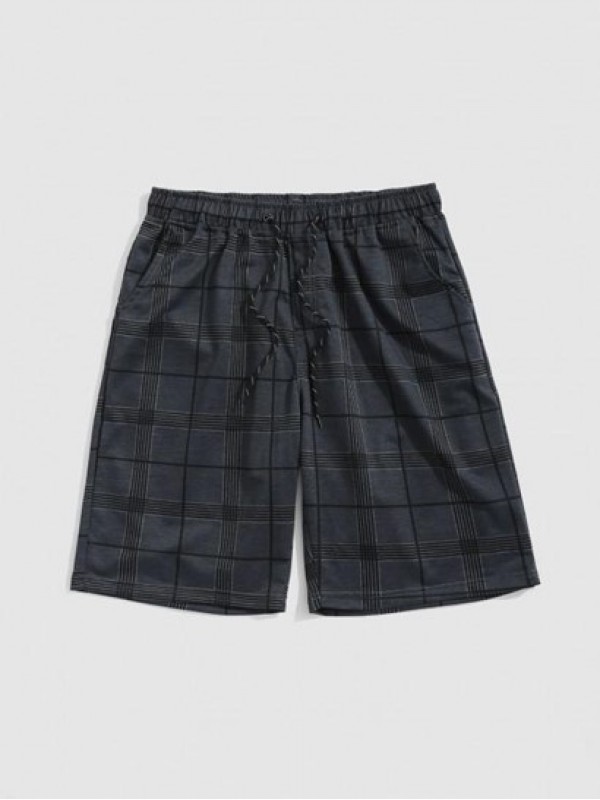 Plaid Pattern Casual Drawstring Shorts Plaid Pattern Casual Drawstring Shorts