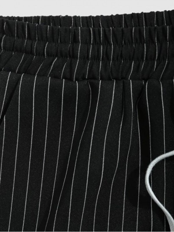 Striped Pattern Drawstring Casual Shorts Striped Pattern Drawstring Casual Shorts