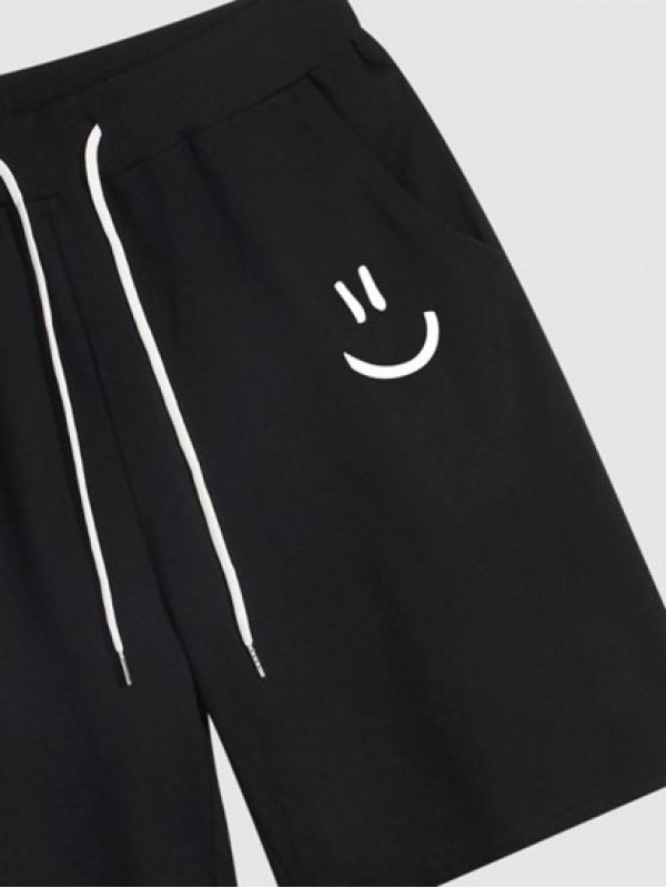 Smile Face Graphic Streetwear Cotton Sweat Shorts Smile Face Graphic Streetwear Cotton Sweat Shorts